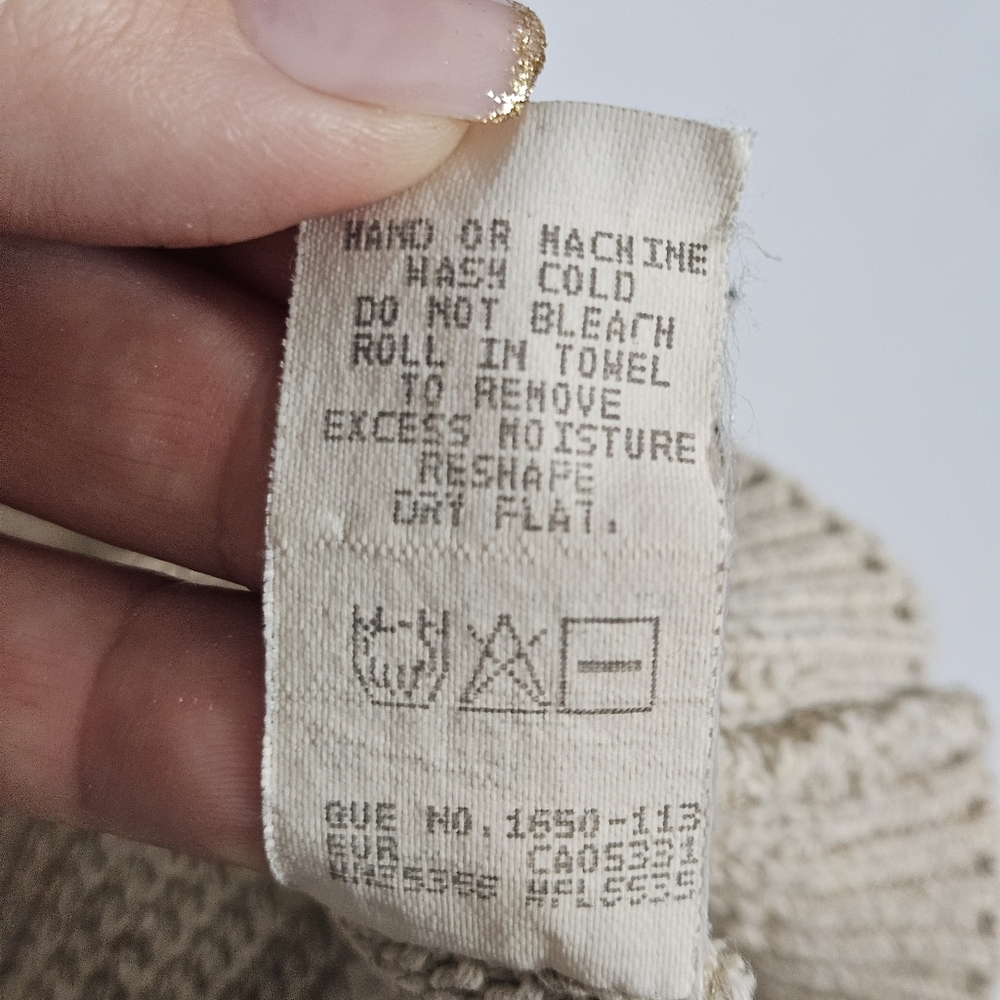 Vintage 90s Woolrich Hand Framed Button Henley Tan Sand Sweater Mens Large - Picture 9 of 13